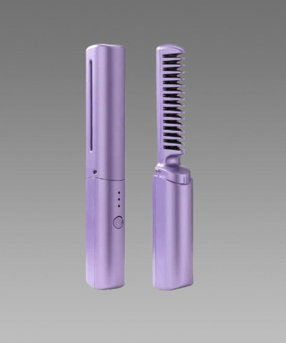 Meneflix Portable Mini Hair Straightener Cordless Rechargeable Mini Adjustable Hair Straightener Hot Comb