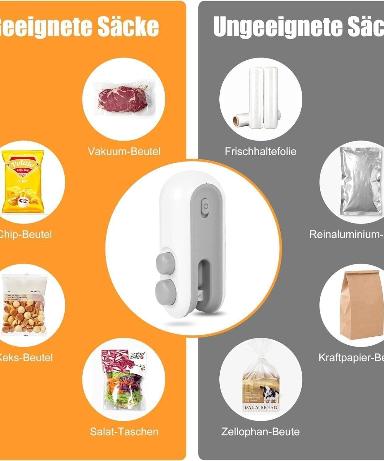 Portable Mini Sealing Machine 2 in 1 USB Rechargeable Magnetic Bag Sealer Heat Seal with Cutter