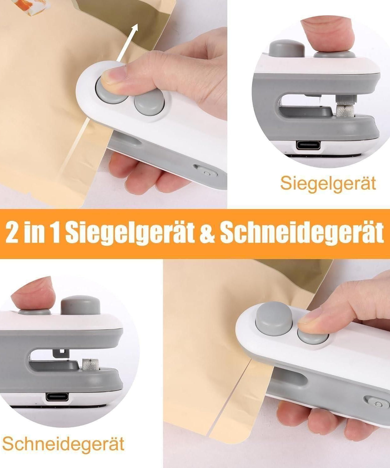 Portable Mini Sealing Machine 2 in 1 USB Rechargeable Magnetic Bag Sealer Heat Seal with Cutter