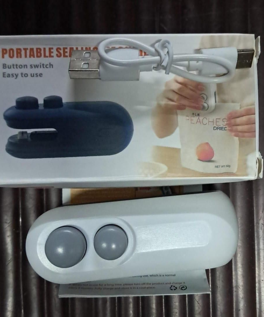 Portable Mini Sealing Machine 2 in 1 USB Rechargeable Magnetic Bag Sealer Heat Seal with Cutter