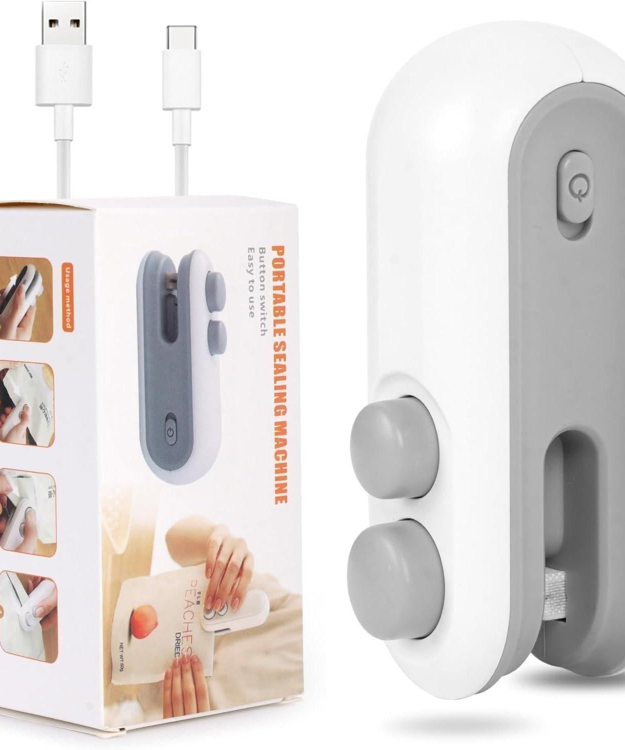 Portable Mini Sealing Machine 2 in 1 USB Rechargeable Magnetic Bag Sealer Heat Seal with Cutter