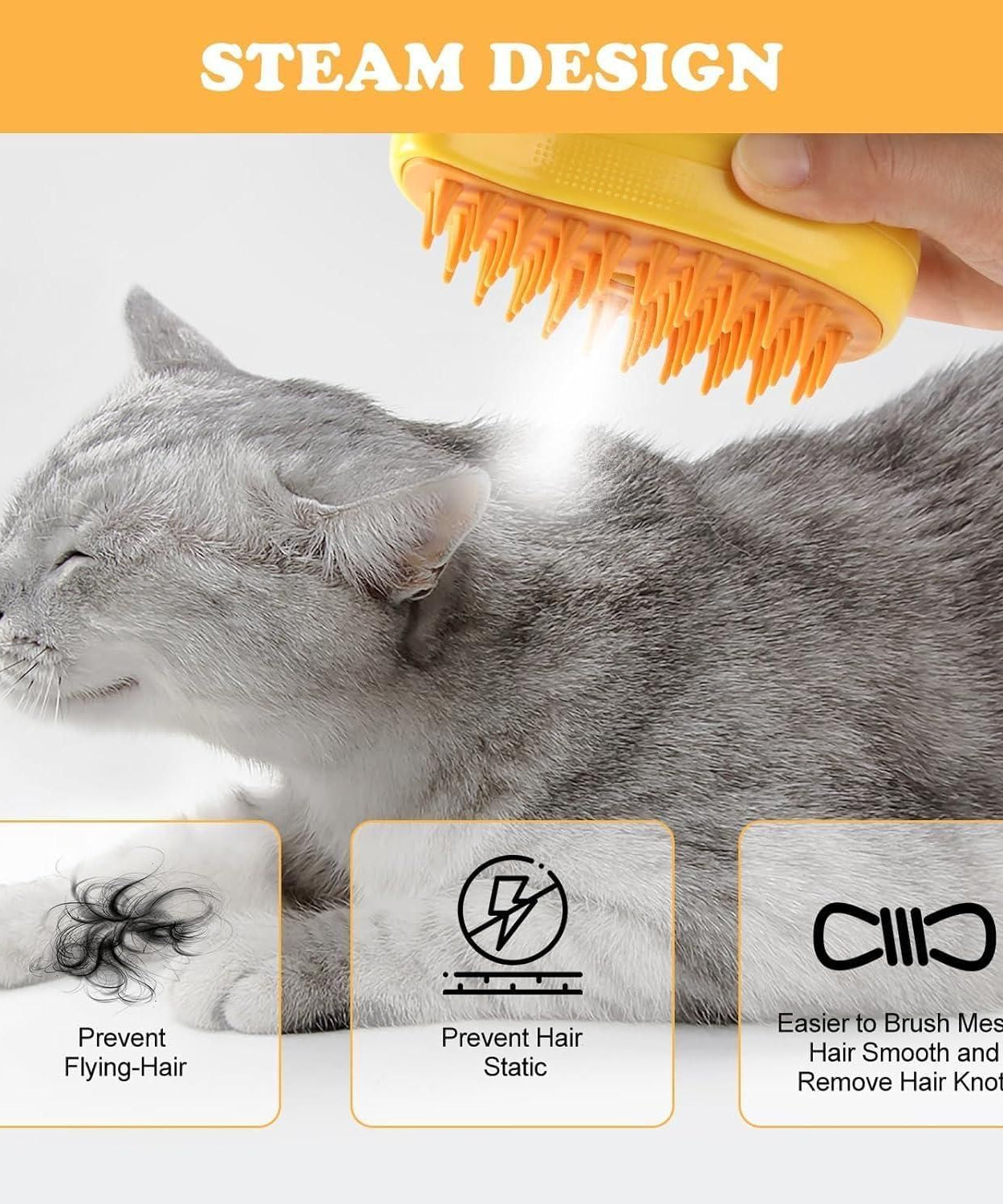 Steaming Pet Hairbrush