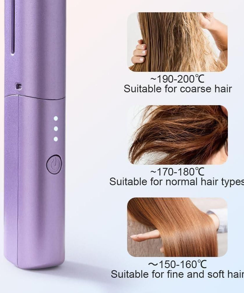 Meneflix Portable Mini Hair Straightener Cordless Rechargeable Mini Adjustable Hair Straightener Hot Comb