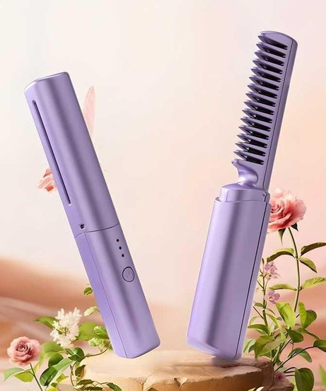 Meneflix Portable Mini Hair Straightener Cordless Rechargeable Mini Adjustable Hair Straightener Hot Comb