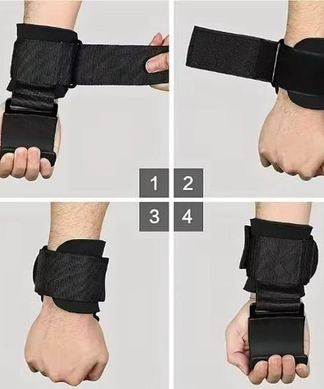 Weight Lifting Rod Hooks Wrist Support (Pair of 1)