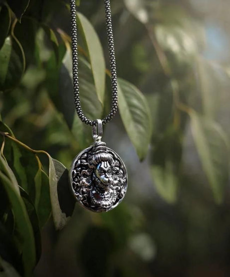 Hanuman Ji Pendant Oxodaised Silver Chain