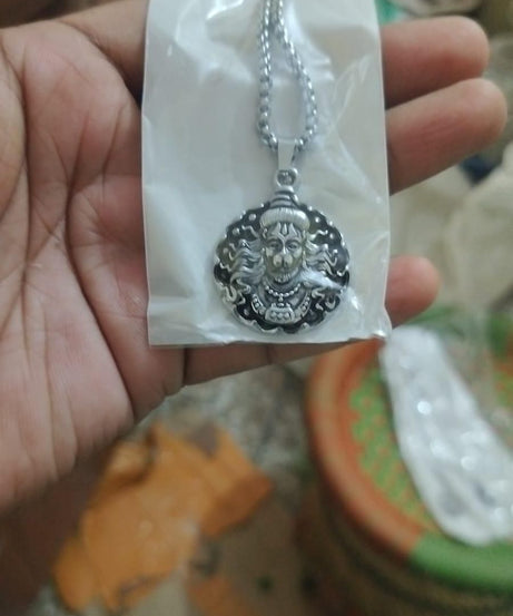 Hanuman Ji Pendant Oxodaised Silver Chain